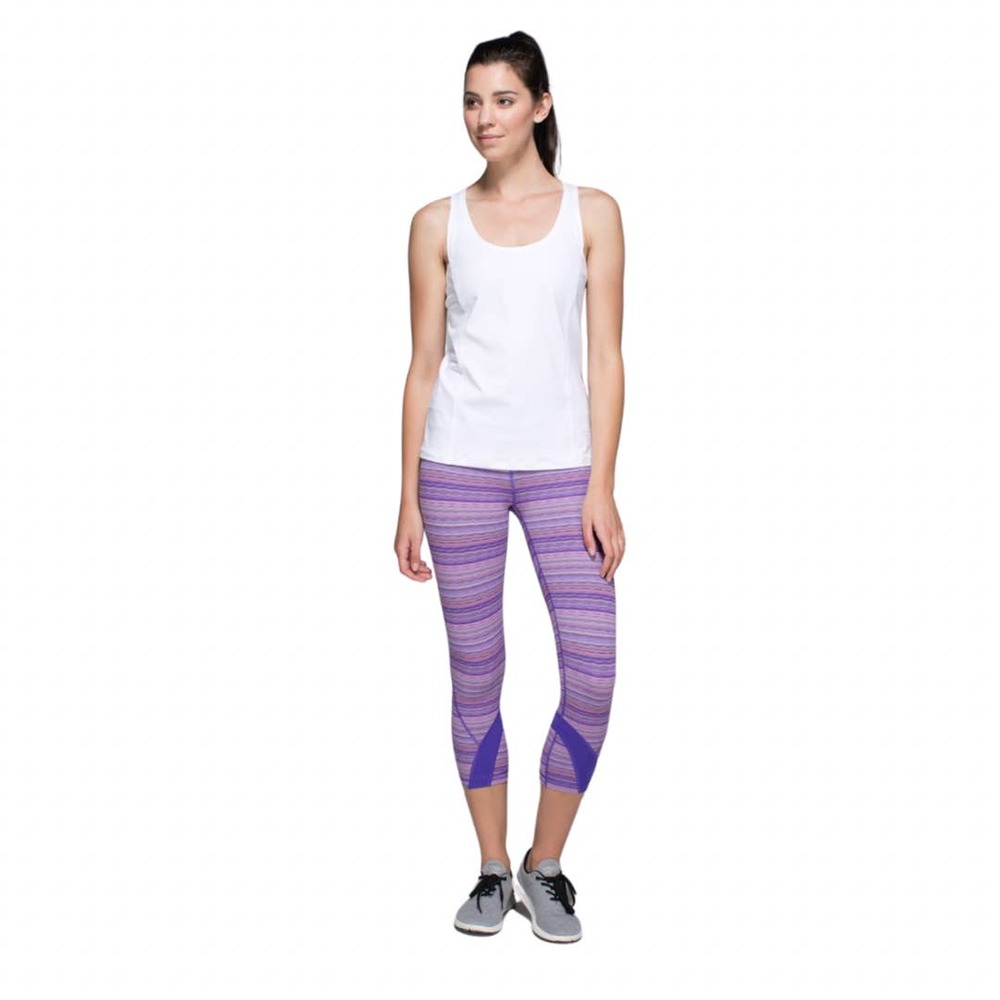 Lululemon Inspire Crop II Space Dye Twist Iris‎ Flower Pink Shell Purple Size 2